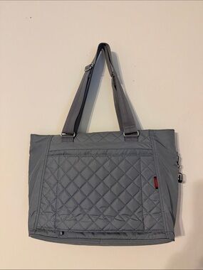 Quilted Gray Women's Tote Bag with Dual Shoulder Straps